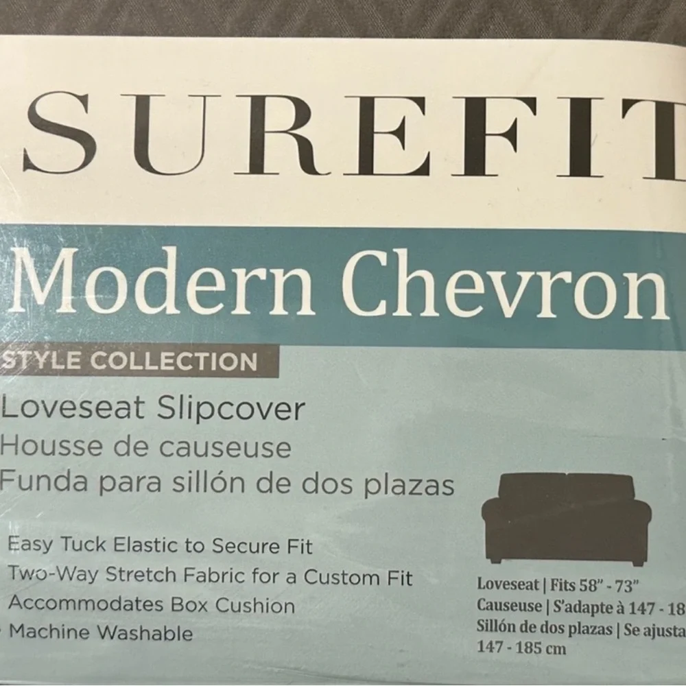 Sure Fit Modern Chevron Loveseat 1 Piece Gray Slipcover~NEW!